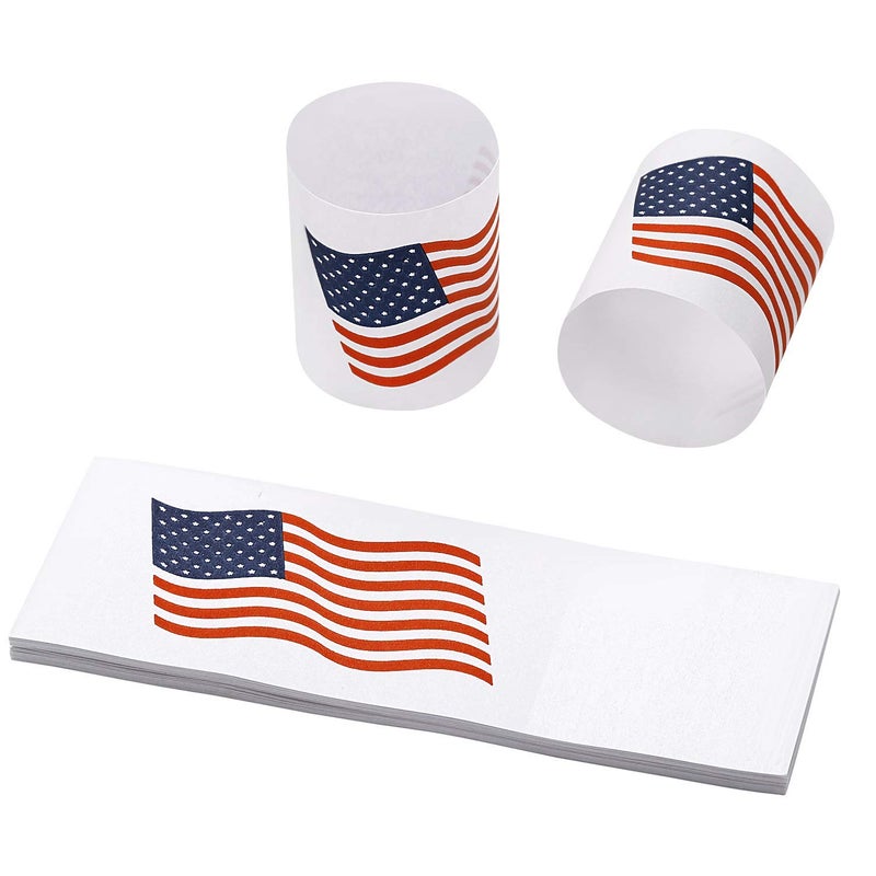 Gmark Paper Napkin Band Box of 500, Paper napkin rings self adhesive (US Flag) GM1109A - Image 1